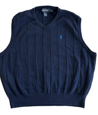 Polo Golf Ralph Lauren Sweater Vest | Mens L | V Neck Blue Pony Logo USA Made