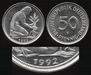 💥 WIDE DOUBLED DATE 1992-F GERMANY 50pfg 💥AWESOME ! MUST SEE ⚡️FREE SHIPPING⚡️