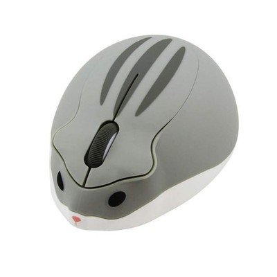 Wireless Mouse Cute Hamster Shape Portable Optical Animal Cordless USB Gray