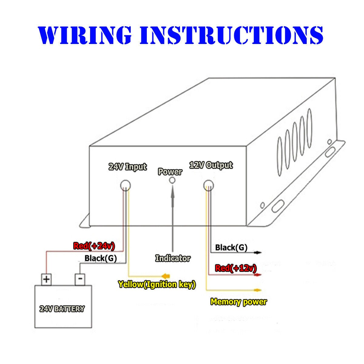 120W Vehicle Power Adapter 24V DC to 12V DC Car Cigarette Lighter Converter 10A.