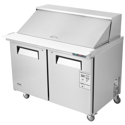 VEVOR Commercial Refrigerator 48" Sandwich Salad Prep Table 2 Doors w/ 18 Pans - Picture 10 of 12