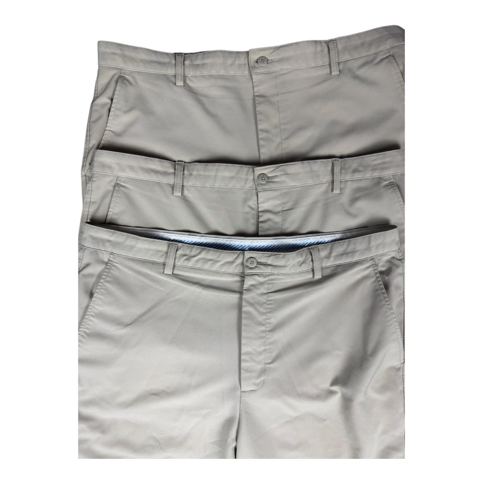 Lote de 3 pares de pantalones cortos FJ FootJoy talla 40 chinos para caminar golf elásticos frente plano caqui Foto 3 de 4