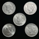 5 Lot - 1923 Peace Dollars - 90% Silver - Mixed Mints - EF-AU