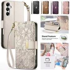 Reißverschluss Wallet Case Leder Flip Cover für Samsung S25 FE S24 S23 S22 Ultra Plus