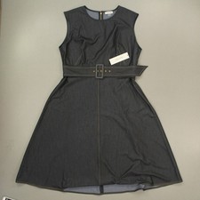Calvin Klein Dress Womens Size 16 Chambray Denim Sleeveless Belt Fit & Flare NWT