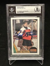 RON HEXTALL SIGNED 1987/88 TOPPS ROOKIE RC CARD #169 FLYERS BECKETT AUTO. rookie card picture