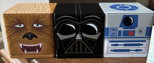 Set of 3 Star Wars HALLMARK Cubeez Droid, Chewbacca, Darth Vader Metal Canisters