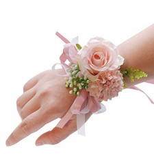 2 Pack Rose Wrist Corsages Wristband Hand Flowers for Wedding Bridesmaid Brid...
