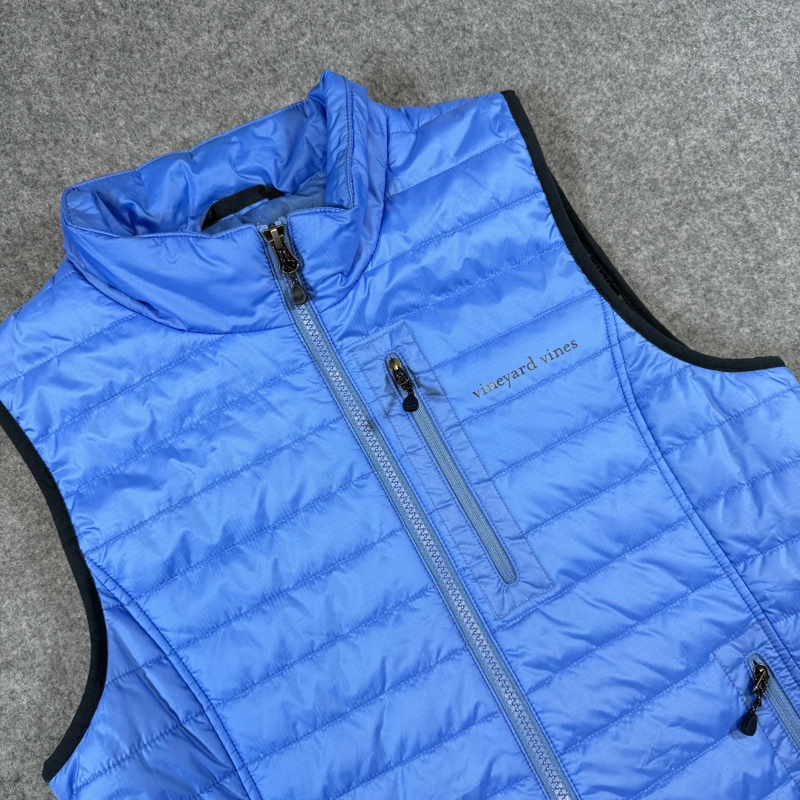 Vineyard Vines Vest Mens Medium Blue Quilted Full Zip Lightweight Insulated