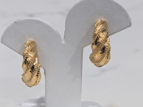 Vintage Earrings Lot Clip On Gold Tone Chunky All Signed Napier Trifari Bergere - Picture 14 of 16