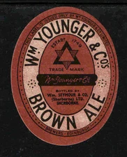 1920s - 1930s Wm YOUNGER & CO BROWN ALE BEER LABEL   GREAT COLORS !
