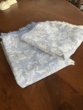 Blue Leaves Tablecloth And 9 Napkins Fall Autumn Thanksgiving Linens 74x54 EC