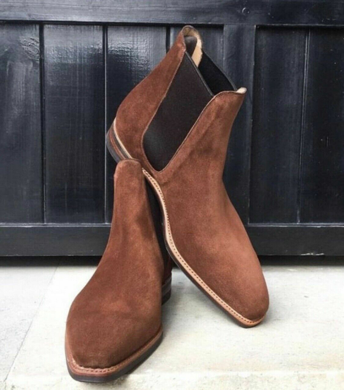 milieu Vooruitzicht Cadeau Mens brown Square toe Suede Chelsea boots, Men elegant casual Suede Chelsea  boot | eBay