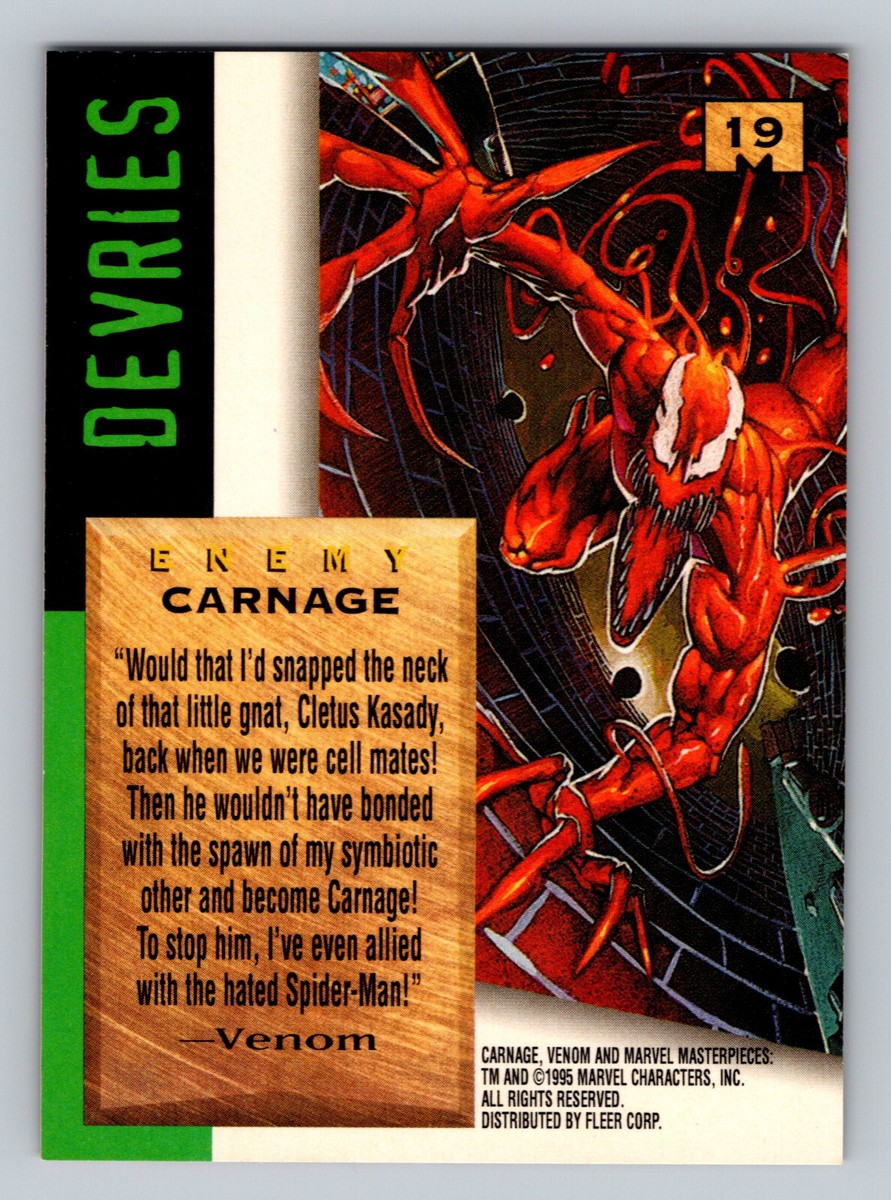 Fleer 1995 Marvel Masterpieces #19 Carnage Trading Card MCU