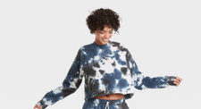 Women's Tie-Dye Fleece Lounge Cropped Sweatshirt -Colsie -Various Sizes -S180