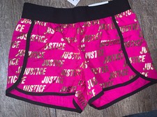 Justice sz 12 fushia pink black gold foil Running Shorts nwt