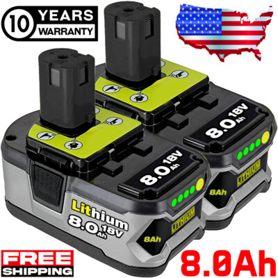 #ad #ad 2PACK 8.0Ah For RYOBI 18V Battery One Plus High Capacity P108 Lithium Ion P102 $38.99