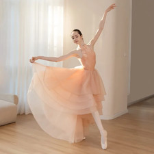 Pink Ballet Leotard Ballerina Outfit Dancewear Gymnastics Clothes Mesh Outfit