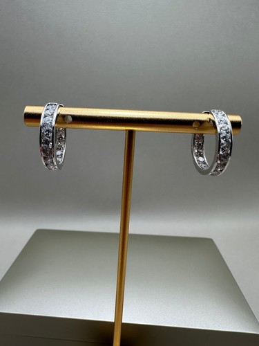 Pendientes de aro de diamantes cultivados en laboratorio de 2,03 quilates de oro blanco de 9 quilates LGSL38 - Imagen 2 de 23