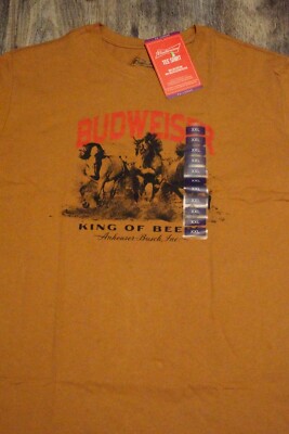 Budweiser King Of Beers Bud T-SHIRT Mens 2XL Brown Solid Short Sleeve NEW NWT