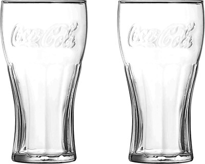 2 x Coca-Cola-Gläser klar 16oz Brandneu
