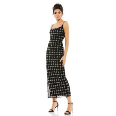 Mac Duggal 10778 Scoop Neckline Sequin Beaded Embellished Column Dress SZ 0 NWT