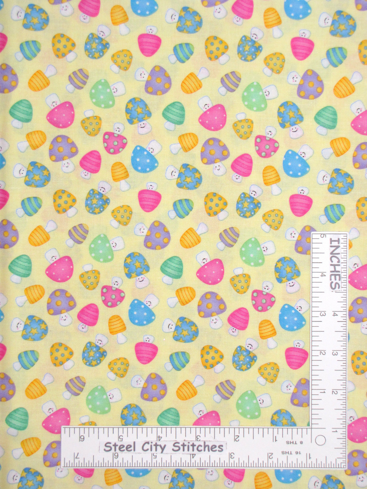 Mushrooms With Smile Faces Cotton Fabric Timeless Treasures C6743 By The Yard