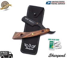 WOODEN BARBER HAIR SALON STRAIGHT WET CUT THROAT SHAVING RAZOR SHAVETTE WOO