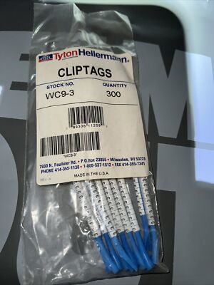Hellermann Tyton Cliptags WC9-3 Wire Marker Number 3  Lot of 300 16ga to 10ga