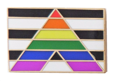 Straight Ally Flag Gold Plated Pin Badge