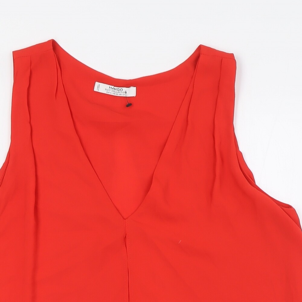 Mango Womens Orange Polyester Basic Button-Up Siz… - image 3