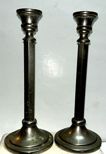 Vintage Pair 10” Sheffield Plated Candlesticks