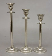 Candle Holder 7"-8"-9"Hi Set/3 Nickel Plated on Brass Round FREE SHIPPING