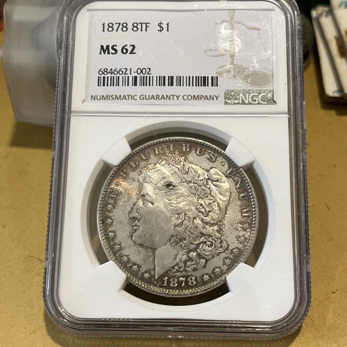 1878 8 TF Morgan Silver Dollar NGC MS 62  Nice Original Coin !!!!!