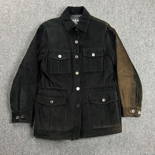 Piaa Jeans Jacket Mens Small Suede Moto 4 Pockets Bleached Pig Skin Goat Fur