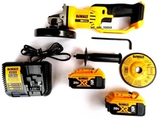 Dewalt DCG412 20V Cordless Grinder, (2) DCB205 5.0 AH Batteries, Charger 20 Volt