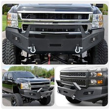 Front Winch Bumper Fit For 2007-2010 Chevrolet Silverado 2500 3500 Hd Wlights