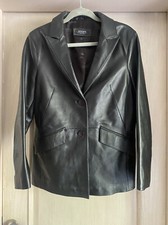 Genuine Leather Blazer Jacket Coat Black Petite Smooth On Trend Uk 10 12
