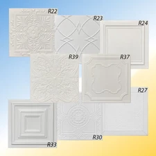 Decorative Glue Up Ceiling Tiles White 20x20 VARIED PATTERNS(1) - 88 pcs per box