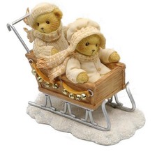 CHERISHED TEDDIES FRAN VINNY, 4005883, SLEIGH, STONE RESIN TEDDY BEAR FIGURINE