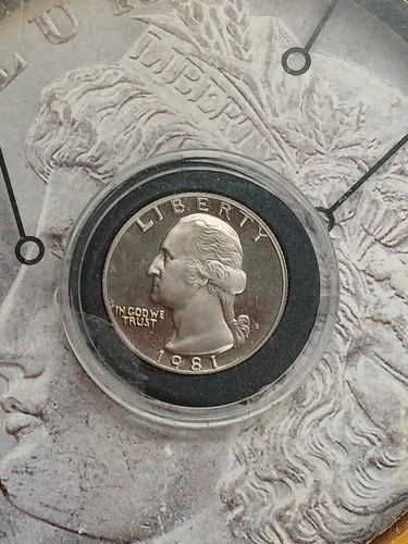 Silver 90% 1981 S Washington Proof Quarter sealed in plastic case T-347