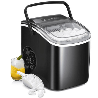 Countertop Ice Maker, 9 Bullet Ice Cubes in 6 Mins, 26Lbs/24H, W/ Scoop & Basket