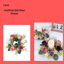 Artificial Flowers Candle Rings Fake Roses Floral Wreaths Wedding Centerpi