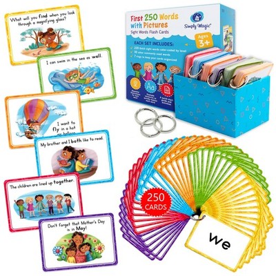 250 Sight Words Flash Cards for Kindergarten with Pictures, Dolch Sight Words...