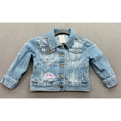 Disney Parks Frozen 2 Bruni Salamander Denim Jacket Girls Size 3 Blue Rhinestone