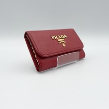 PRADA Women Accessories Saffiano 6-Way Key Case Leather Red Gold VHTF Designer C