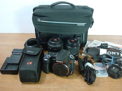 Sony Alpha A300 Digital SLR Camera BUNDLE w/Sony Lenses Flash Charger Bag More..
