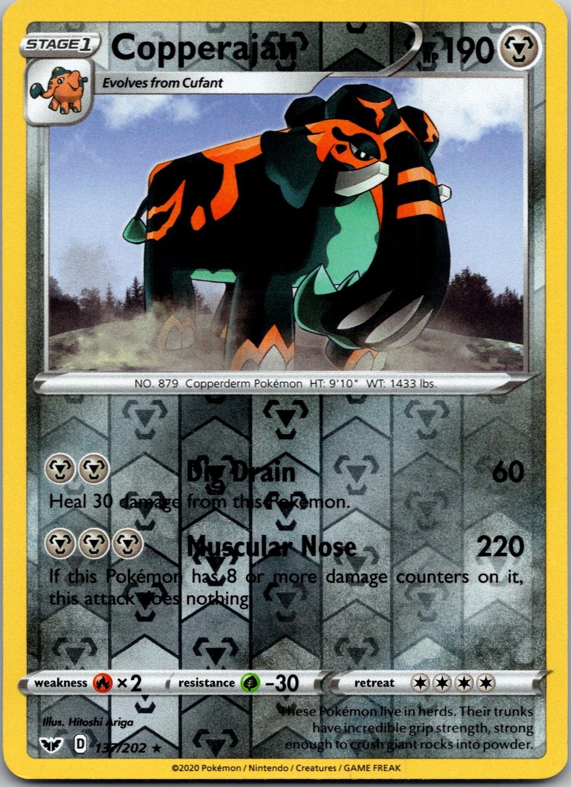 Copperajah Reverse Holo Sword & Shield 137/202 NM Pokemon