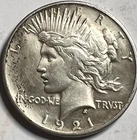 1921 Peace Silver Dollar $1 – High Relief – AU Details (Cleaned) – Raw
