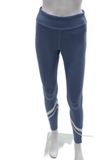 Tory Sport Womens Striped Ankle Leggings Blue Sports Polyester Elastane Size S